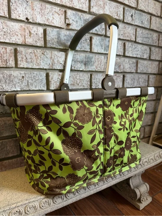 Green & Brown Floral Market Basket / Picnic Basket