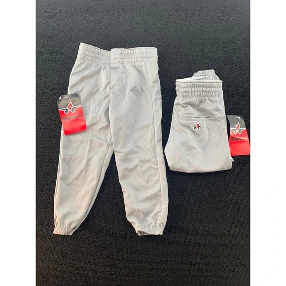 Lot of‎ 2 Alleson Athletic Youth Baseball Softball Pants Grey Elastic size XS