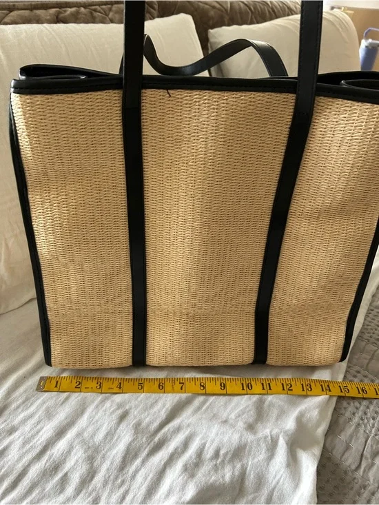 GAP Natural Straw Tote with Black Trim