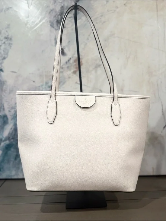 Women's White Leather Tote Bag