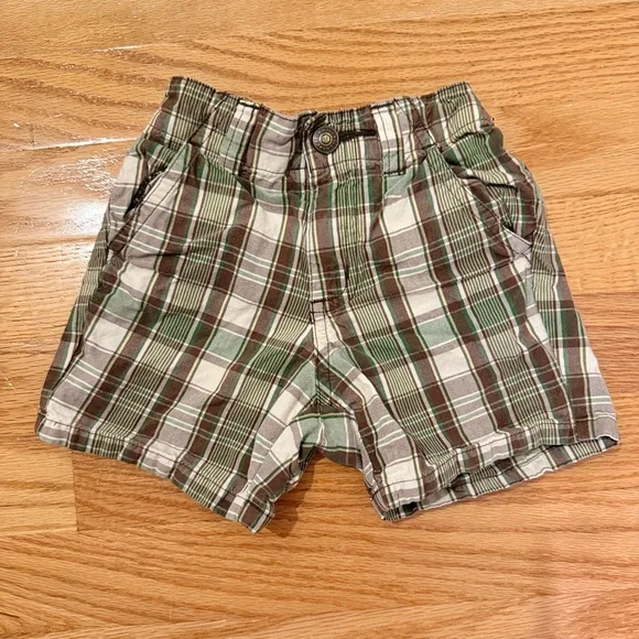 Old Navy Green and Brown Plaid Baby Shorts