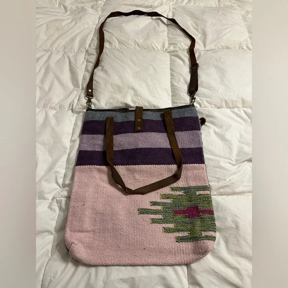 Raj Leather & Cotton Boho Bag - NWT