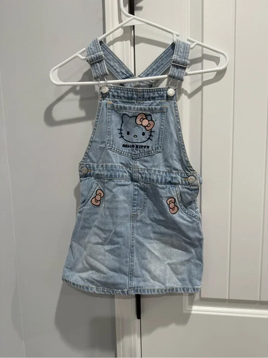 H&M Hello  Kitty Girls' Light Blue Denim Overall Dress