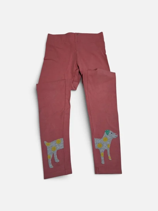 Mini Boden Girls Dusty Rose Leggings with Dog Applique 10