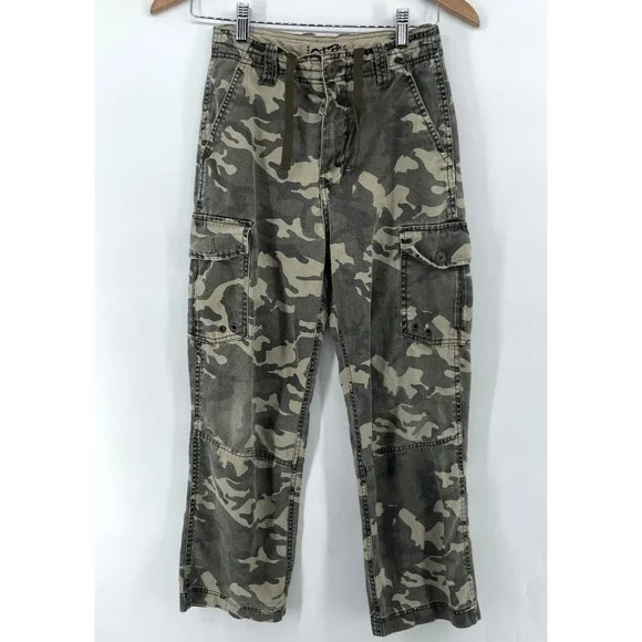 Vtg One Tuff Brand OTB Camo Cargo Pants Boys Youth 12 Hunting Grunge 24