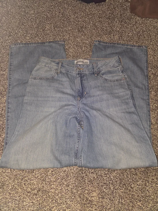 abercrombie kids Light Blue HR Baggy Leg Jeans