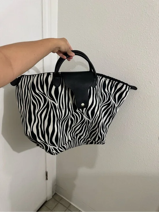 Large zebra print tote bag