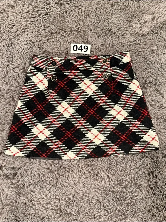 Janie and Jack Black, White & Red Plaid A-Line Mini Skirt