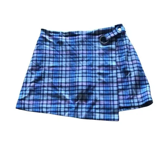 Justice Plaid Purple & Blue Skort Skirt