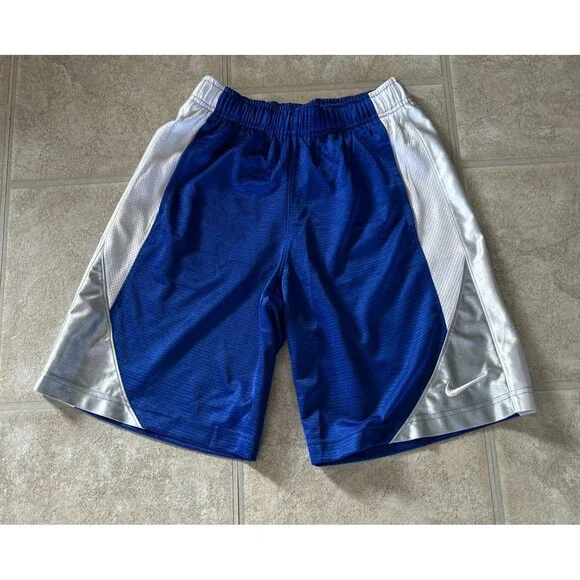 Nike athletic shorts Boys Size Small with pockets blue white