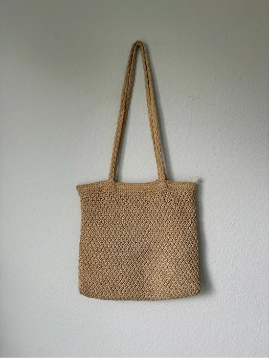 Women’s Rattan Straw Woven Shoulder Tote Bag Beach Bag Cottagecore Zipper