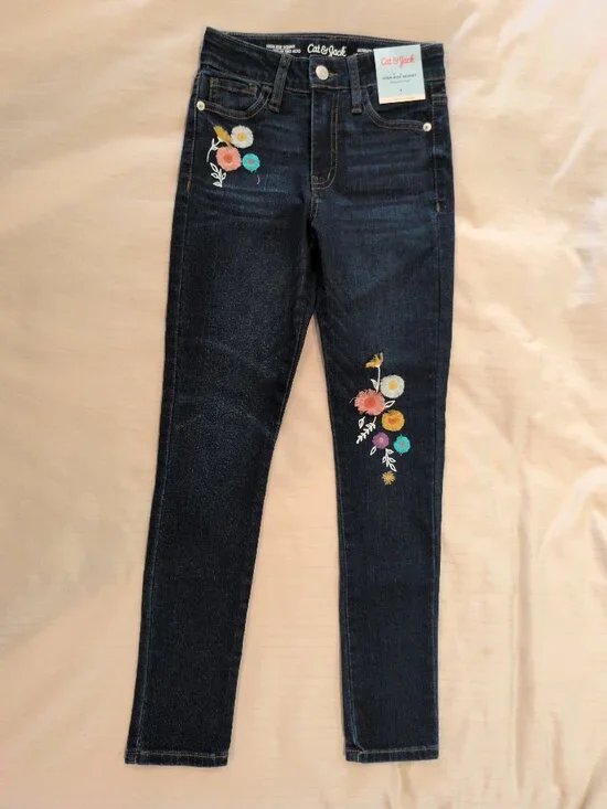 NWT Embroidered Girls Skinny, High Waist Jeans