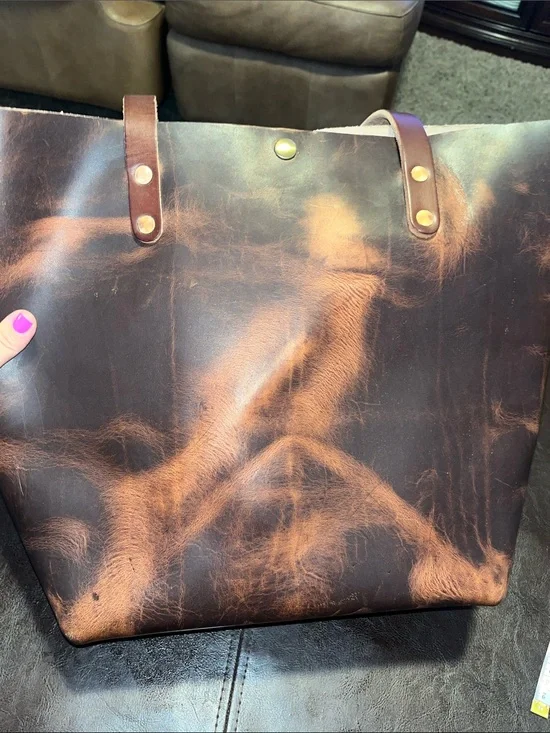 Autumn harvest Brown Leather Tote Bag from KMM and co