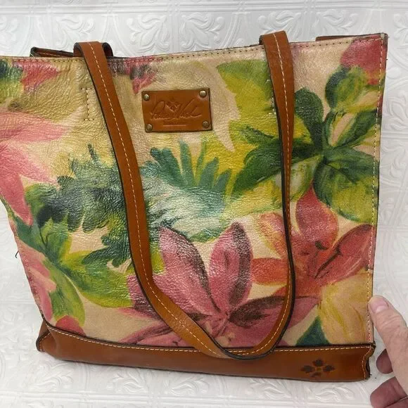 Patricia Nash Multicolor Floral Leather Toscano Tote Shoulder Bag OS