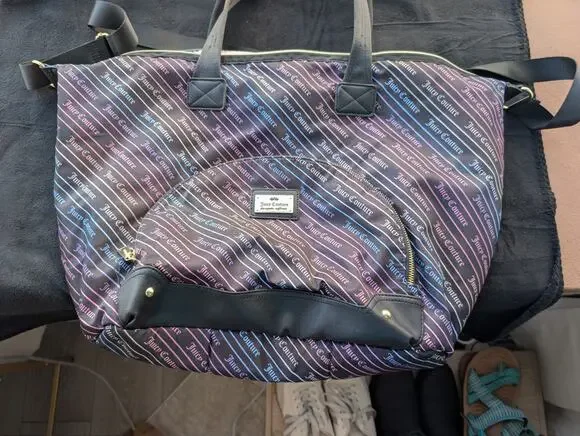 Juicy Couture XL Weekender Bag Rainbow Diagonal Stripe 
