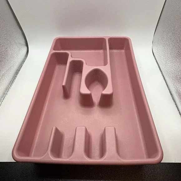 Vintage Rubbermaid 2921‎ Silverware Drawer Organizer Dusty Rose Pink 6 Slot Tray