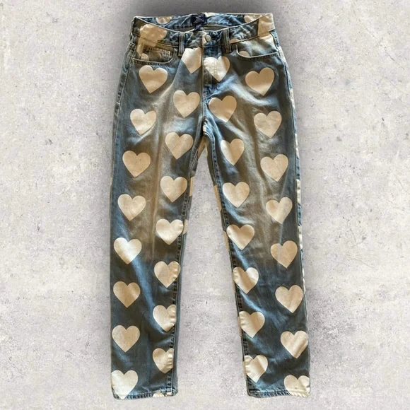 Beautiful GapKids Boyfriend Heart Print Denim Jeans Girls Size 14
