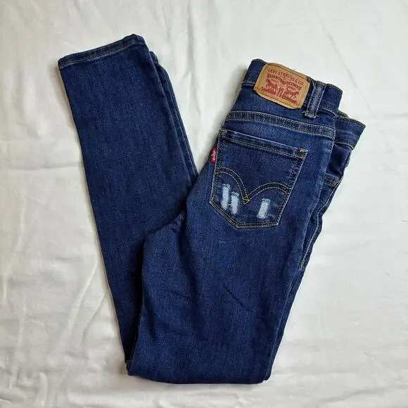 Levis Youth Girls‎ Jeans Medium 7/8 720 High Rise Super Skinny Distressed Denim