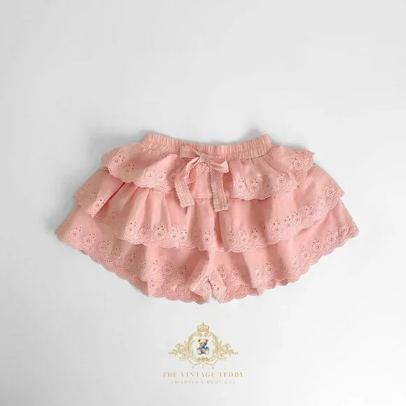 NWT Pretty Girls Eyelet Lace Embroidered Skort Skirt & Shorts Boho Blush 18-24M