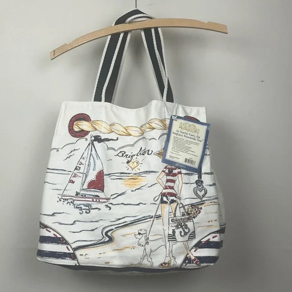 Brighton Beachy Keen Boardwalk Tote Canvas Nautical Sailboat Anchor Bag D29655