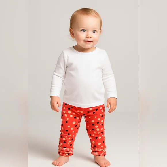 ⭐M3) Gerber Red Polka Dot Ruffle Leggings – Infant Girls 12M
