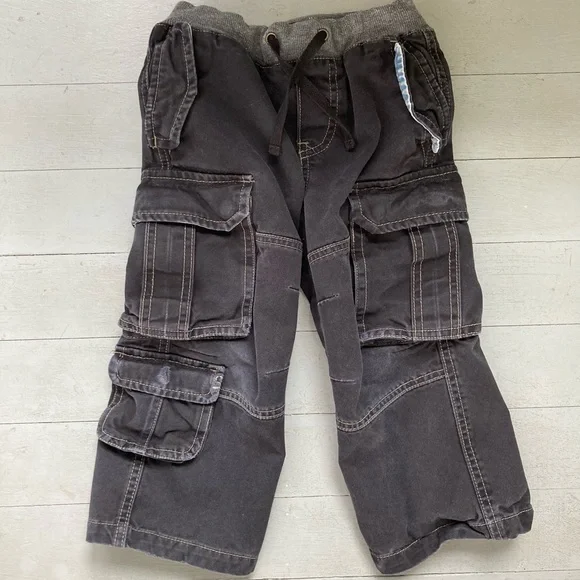 Boden Kids Pull On Black Cargo Denim Pants 3T 4T