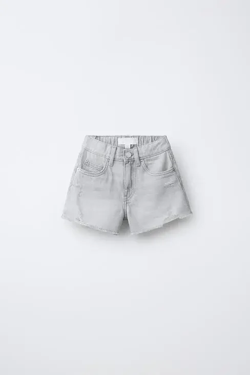 Zara Girls Gray Denim Shorts - Size 11/12 - Stylish & Comfy!