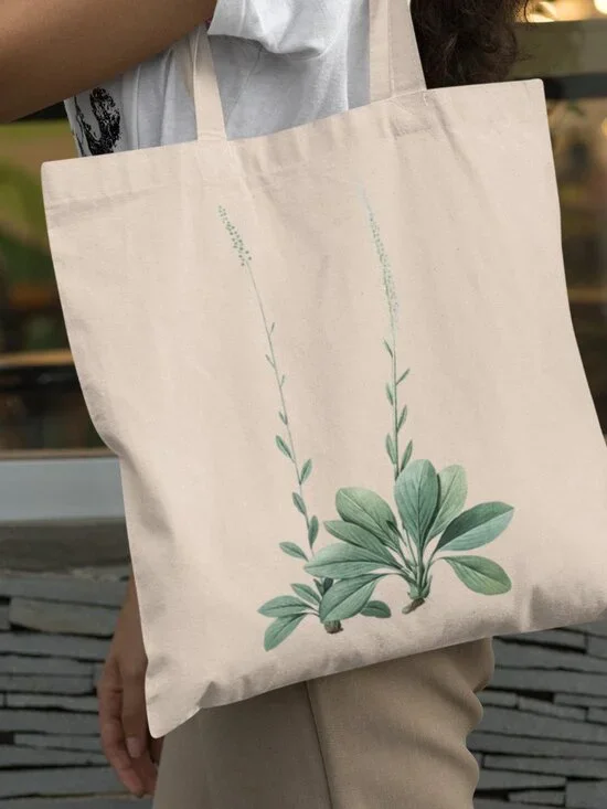 Blazing Star Vintage Floral Print Graphic Canvas Tote Bag