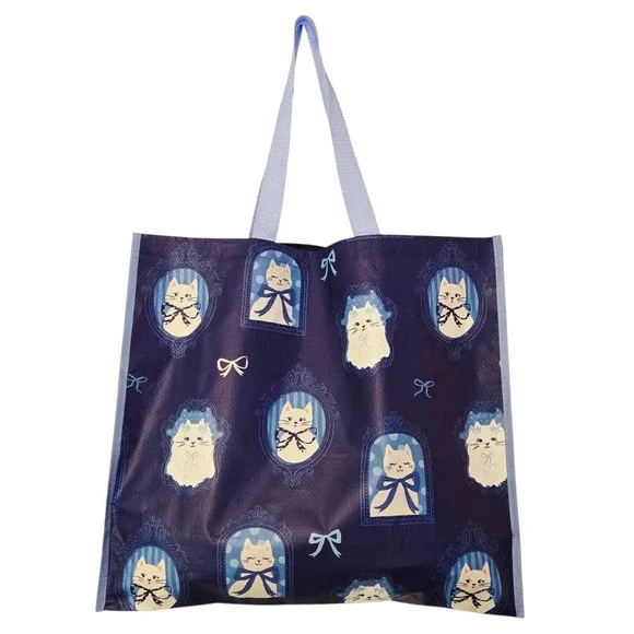Cats Cat Pictures Picture Frames Collage Bows Gift Tote Bag New Marshalls Blue