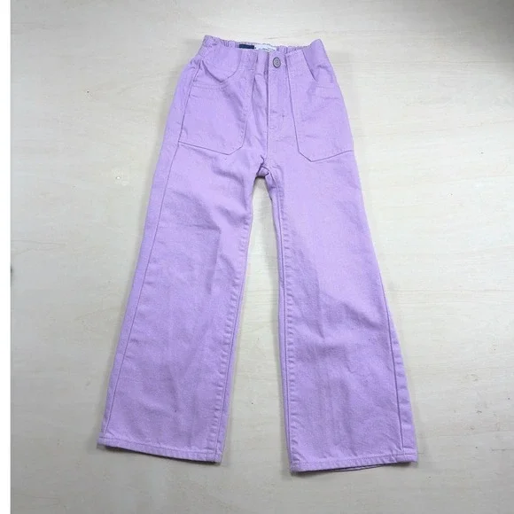 Old Navy Girls Purple High Rise Baggy Wide Leg Jeans Built-In Tough Size S 6