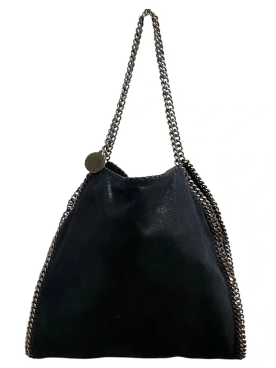 STELLA MCCARTNEY NAVY BLUE FALABELLA FAUX LEATHER SHAGGY DEER TOTE BAG