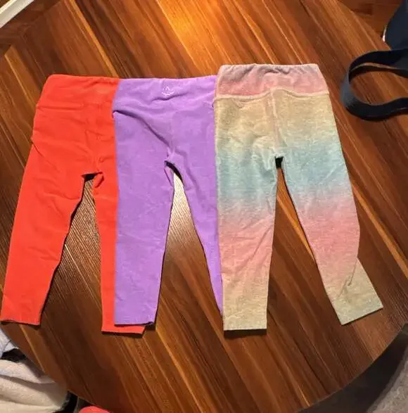 Beyond Yoga Toddler Kids Leggings Lot Size 3T Orange Purple Ombre