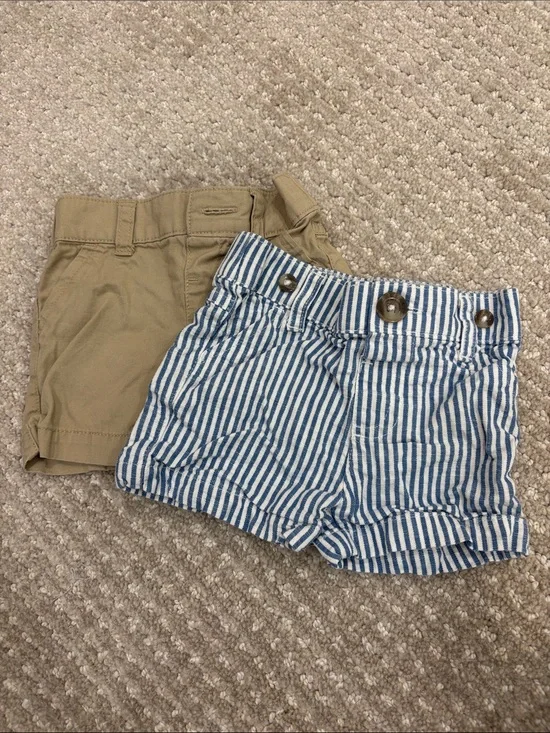 Cat& Jack Baby Striped Blue & Tan Shorts Set - 2-Pack