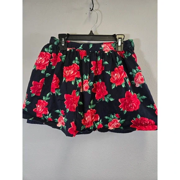 Janie and Jack Floral Rose Print Navy Blue Bubble Hem Skirt Size 10