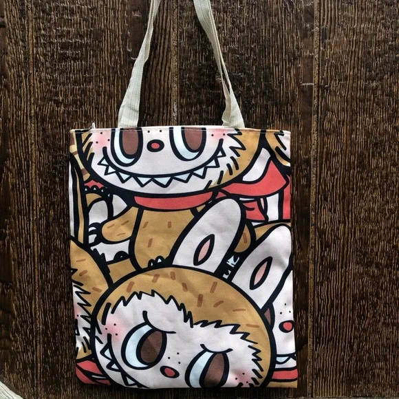 Labubu Print Canvas Tote