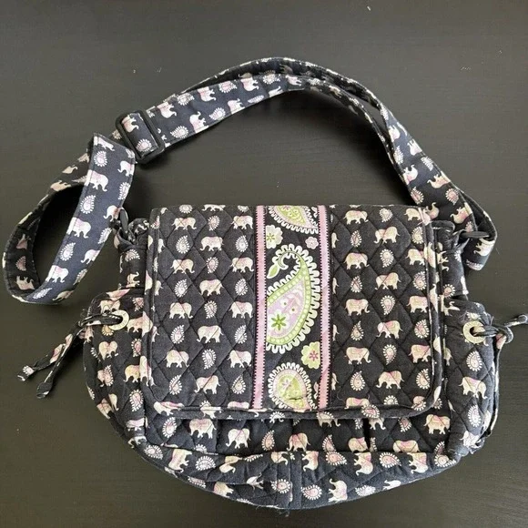 Vera Bradley Purse Pink Elephant Paisley Retired Print Tote‎ Bag