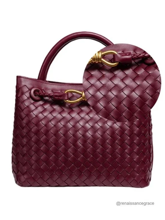 Faux Leather Woven Tote Bag with Adjustable Strap, Top Handle Hobo Handbag