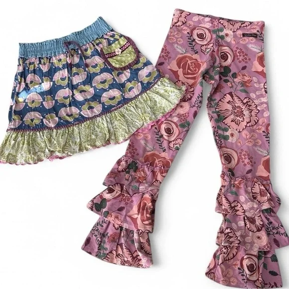 Set of 2 - Matilda Jane Skirt + Ruffle Pants Set – Size 8 – Soft & Whimsical!