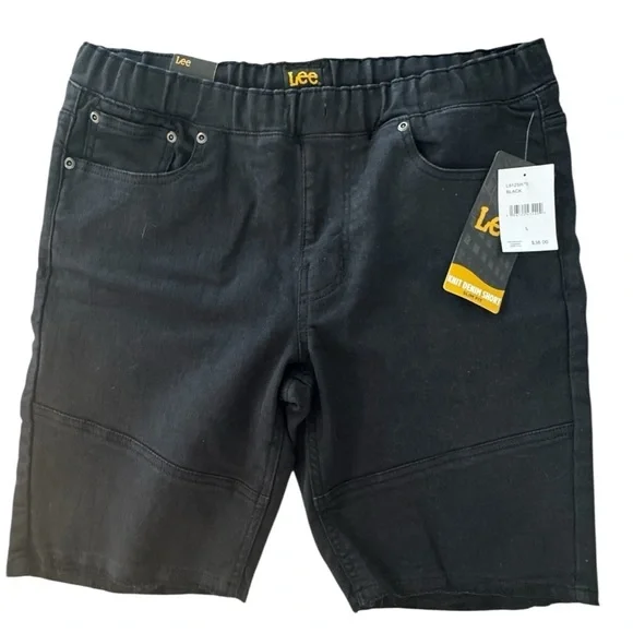 LEE Boys Slim Fit Knit Denim Shorts Black Size Large (10-12) NWT
