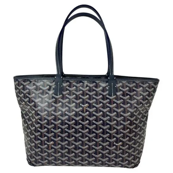 Goyard Goyardine Artois PM Navy Blue Zipper Tote Bag