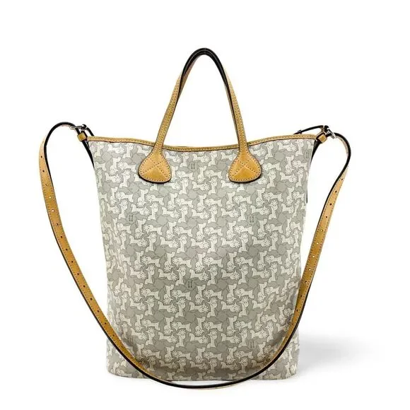 Celine C Macadam Sulky Canvas Tote Bag White Gray