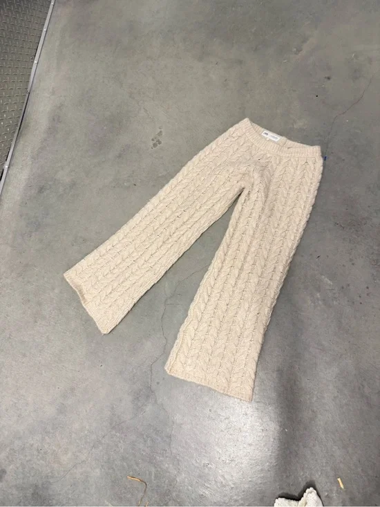 Zara Cream Cable-Knit Wide-Leg Kids Pants 11/12 girls