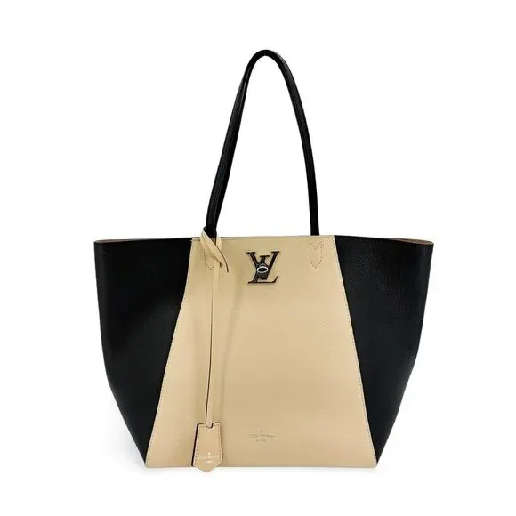 Louis Vuitton Lockme Shopper Black Beige