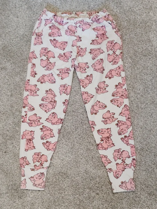Kids Pink Pig Print Jogger Sweatpants