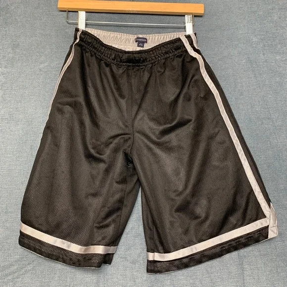 Lands' End Baseball Shorts Boys Medium 10-12 Black Elastic Waist Performance