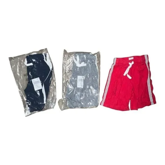 The Children's Place Lot of 3 Athletic Cotton Shorts Red Gray Blue Boys Small