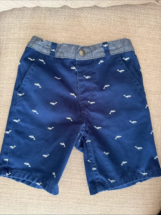 Nautica Navy Blue Whale Embroidered Boys Shorts 4T