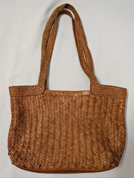 Vilenca Holland Handwoven Braided Genuine Leather / Suede Tote Shoulder Bag