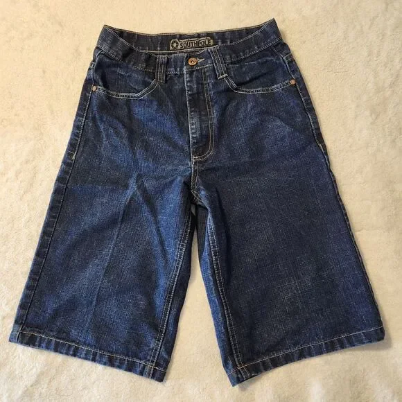 Y2K Southpole Boys Size 12 Blue Denim Jean Shorts Skate Hip Hop Streetwear