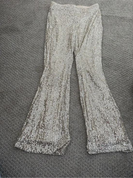 art class Silver Sequin Flare Pants